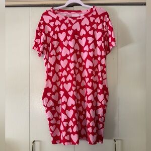 Joyspun Size Small/medium Red Pink Hearts Nightgown Loungewear
